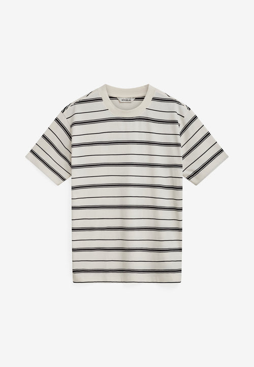 Aarhus reg ss striped tee G4710 - Coco Milk