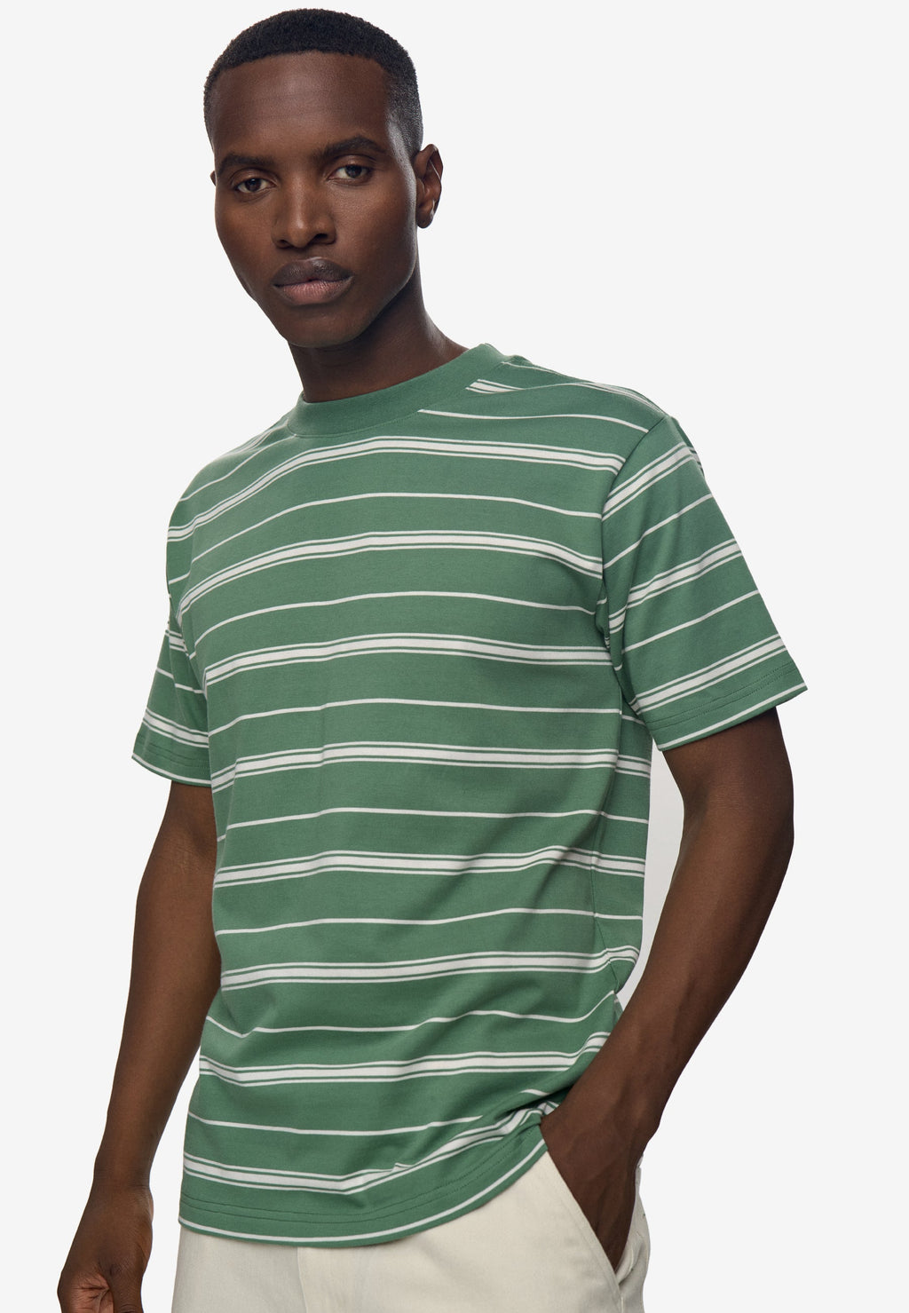 T-shirt rayé Reg ss - Lierre foncé