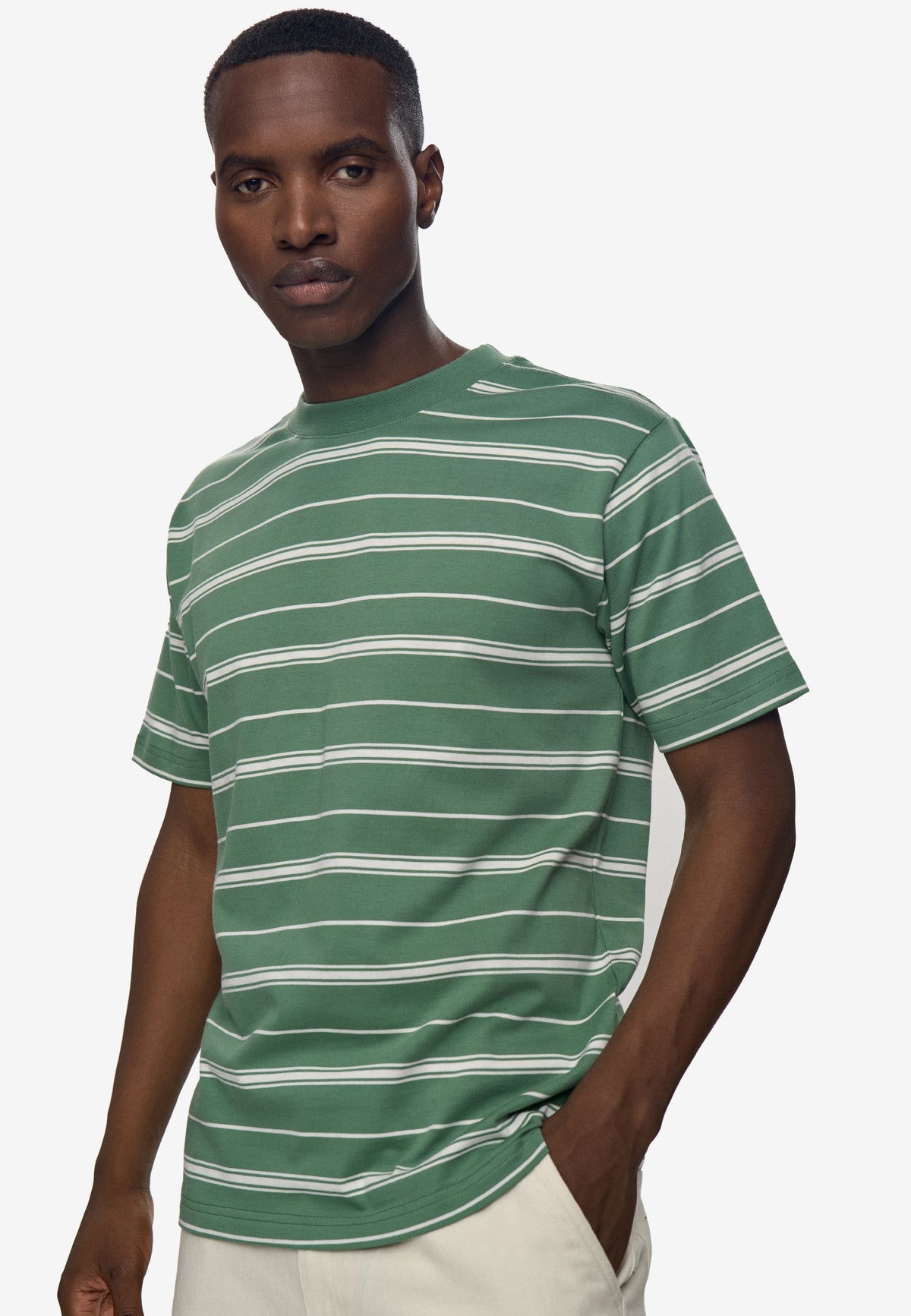T-shirt rayé Reg ss - Lierre foncé