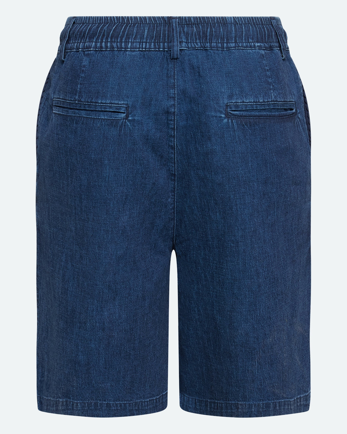 Short en mélange de jean et de lin - Bleu marine