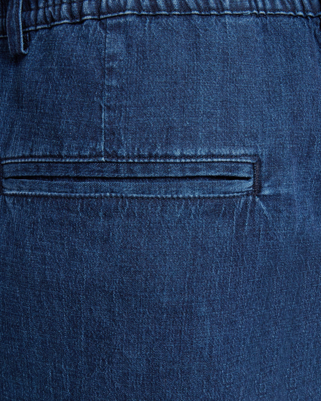 Short en mélange de jean et de lin - Bleu marine