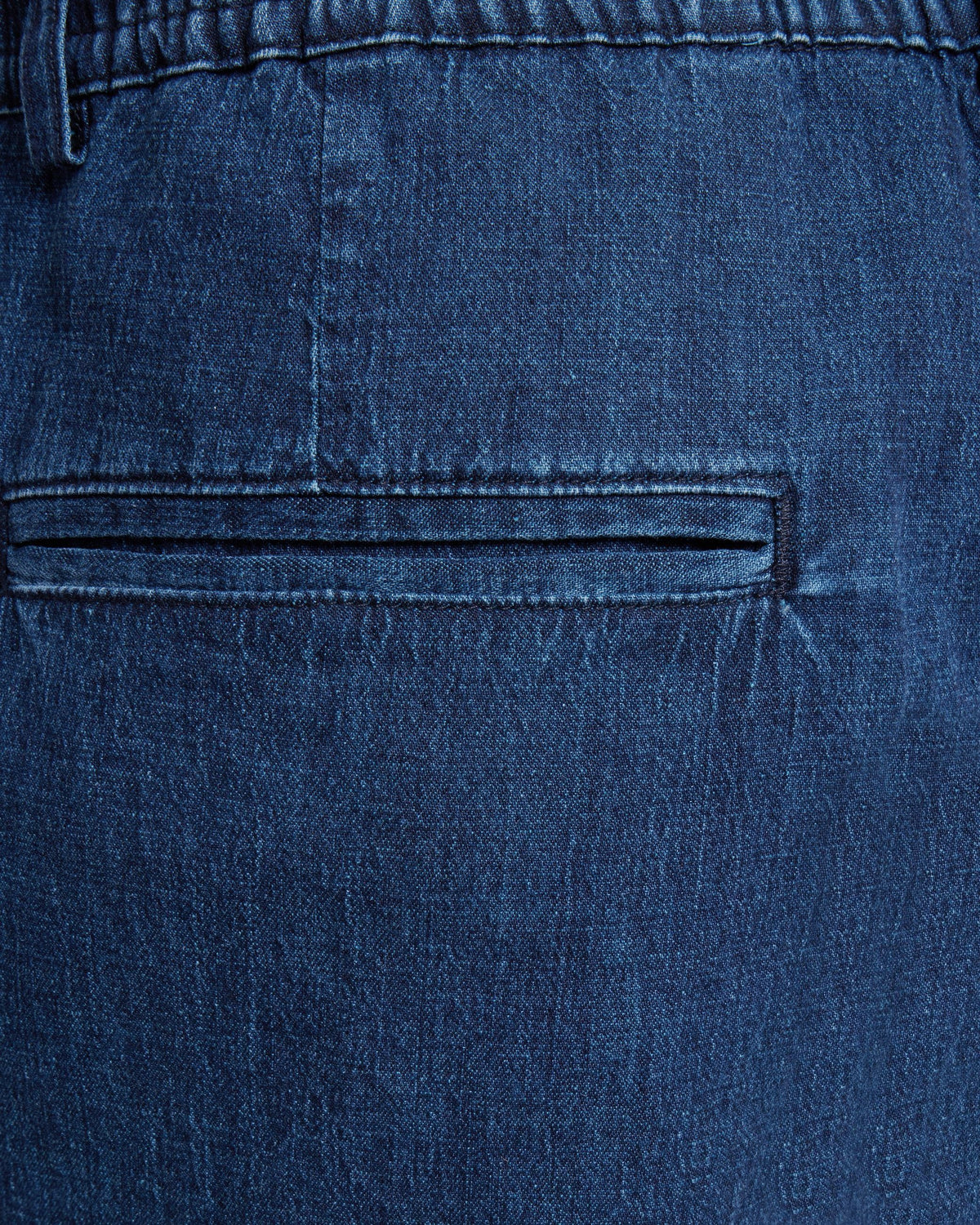 Short en mélange de jean et de lin - Bleu marine