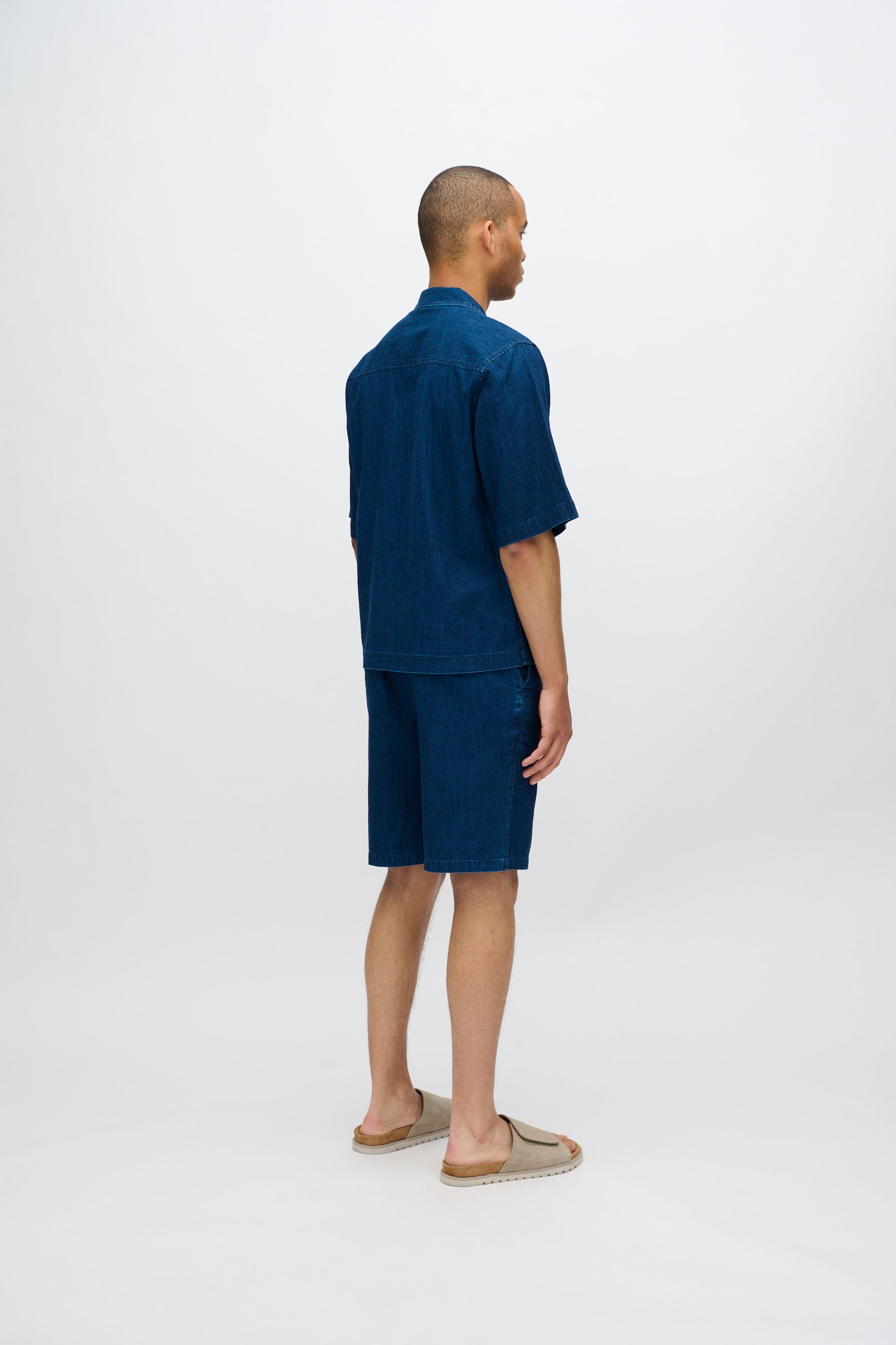Atlas denim and linen blend shorts 4239 - Sky Captain