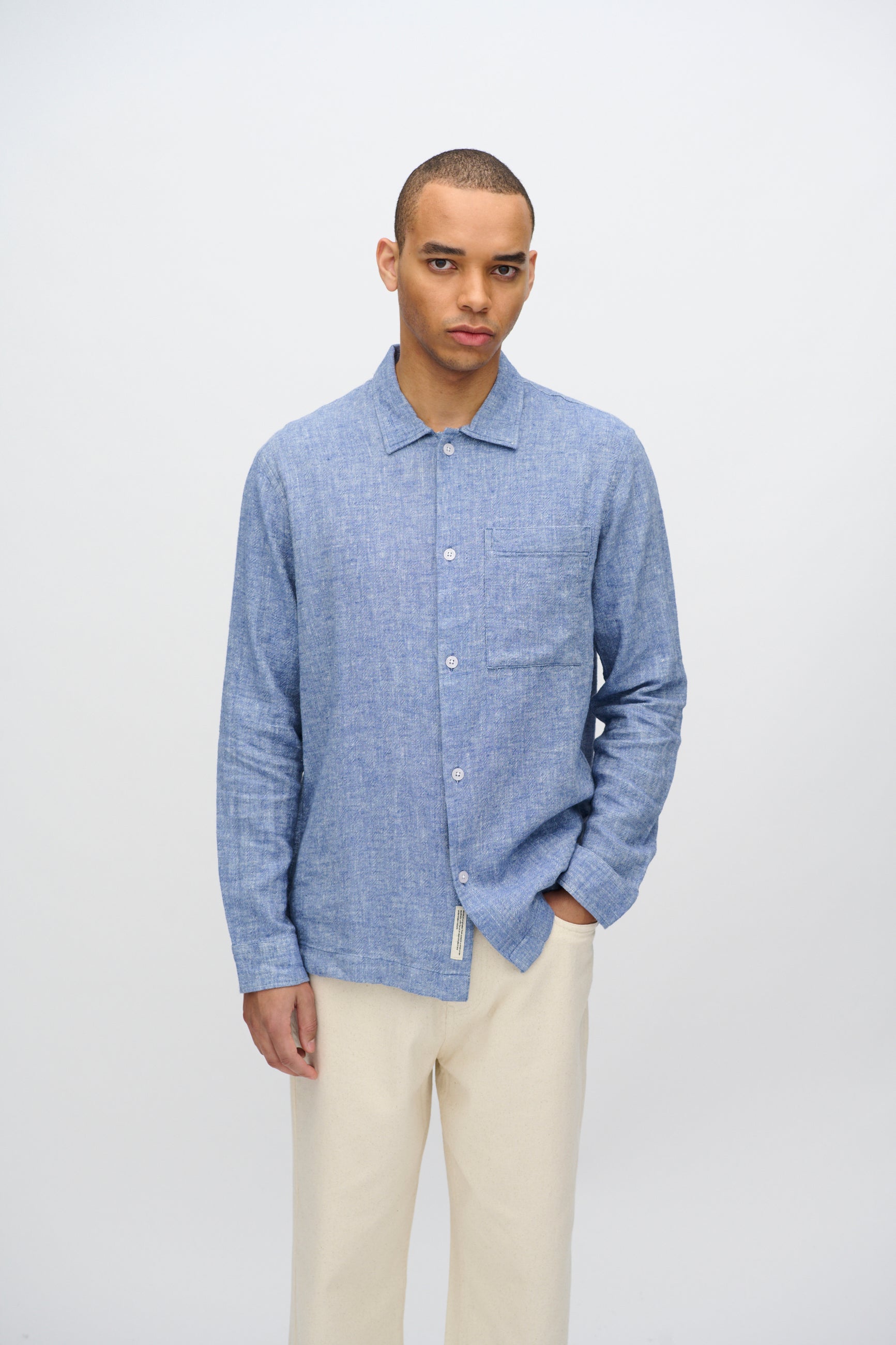 Francis long sleeved shirt in linen blend 4236 - Angel Falls