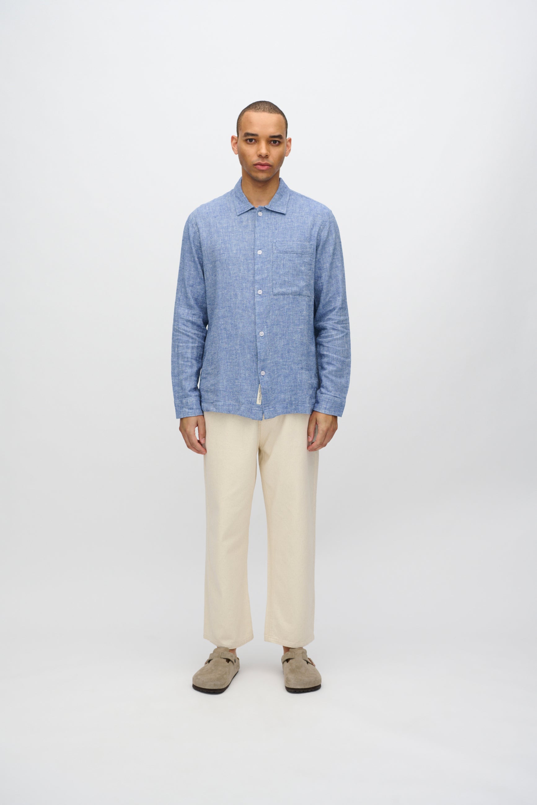 Francis long sleeved shirt in linen blend 4236 - Angel Falls