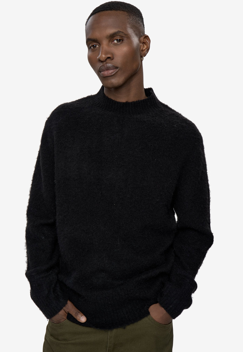 Pull ras du cou en maille fine - Noir