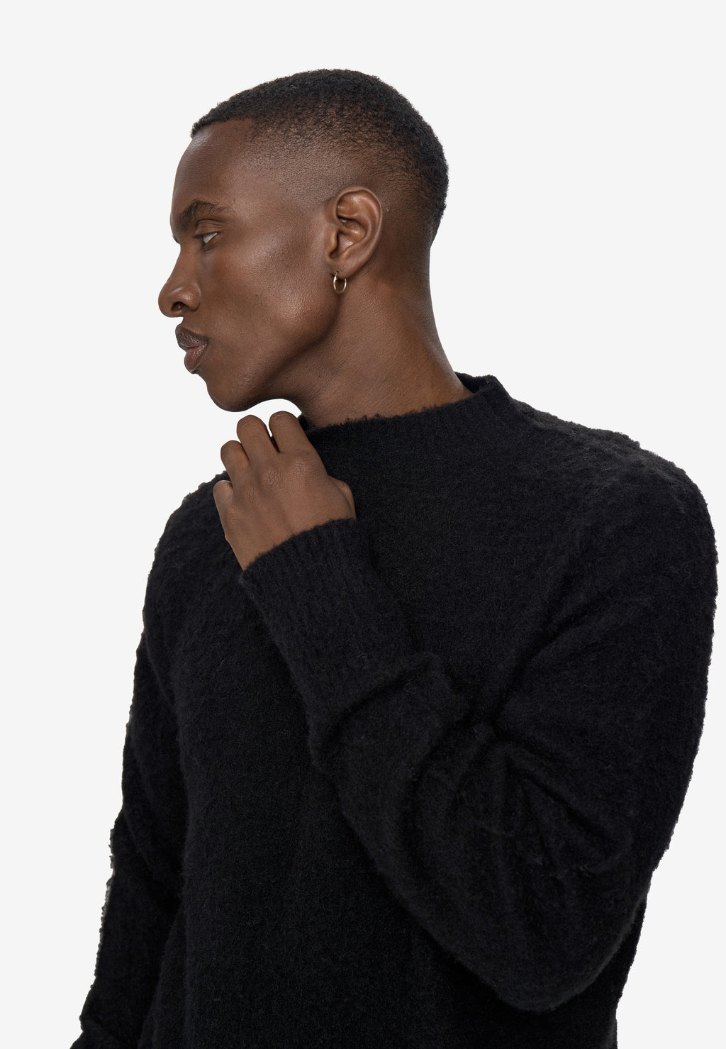 Pull ras du cou en maille fine - Noir