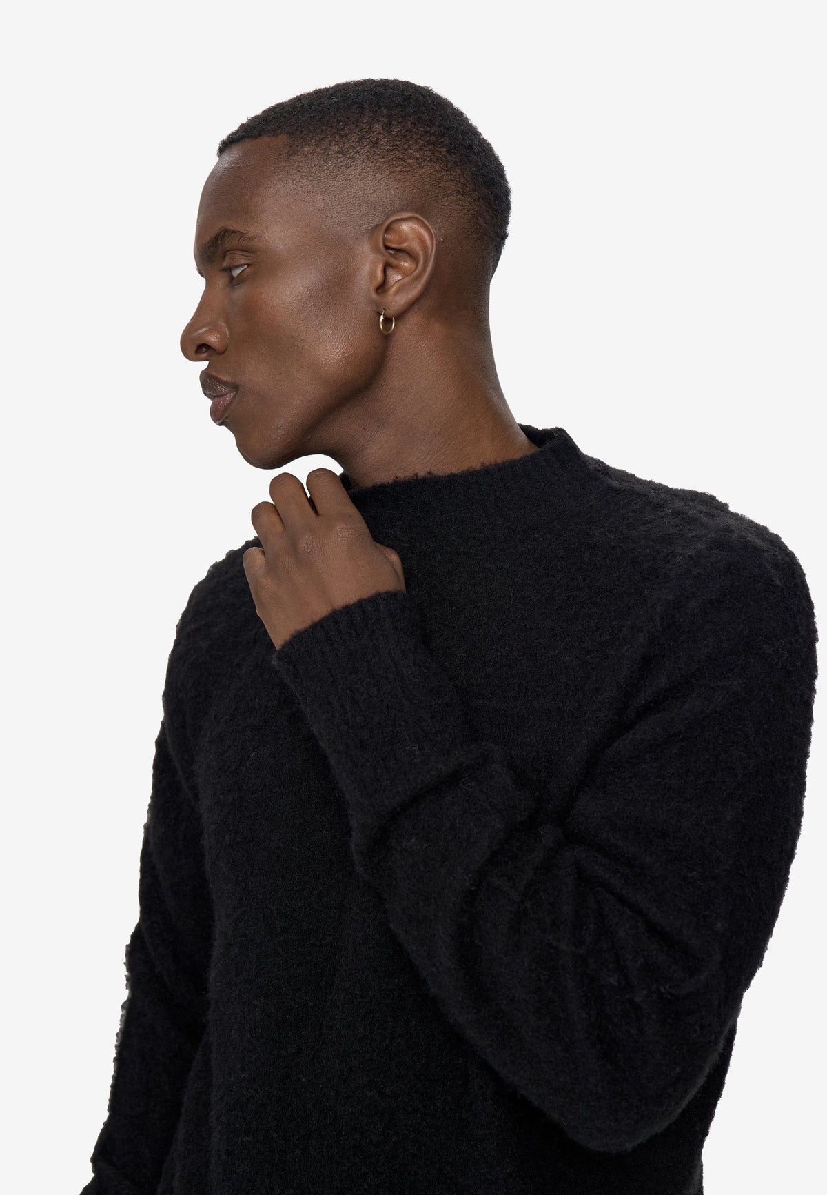 Pull ras du cou en maille fine - Noir