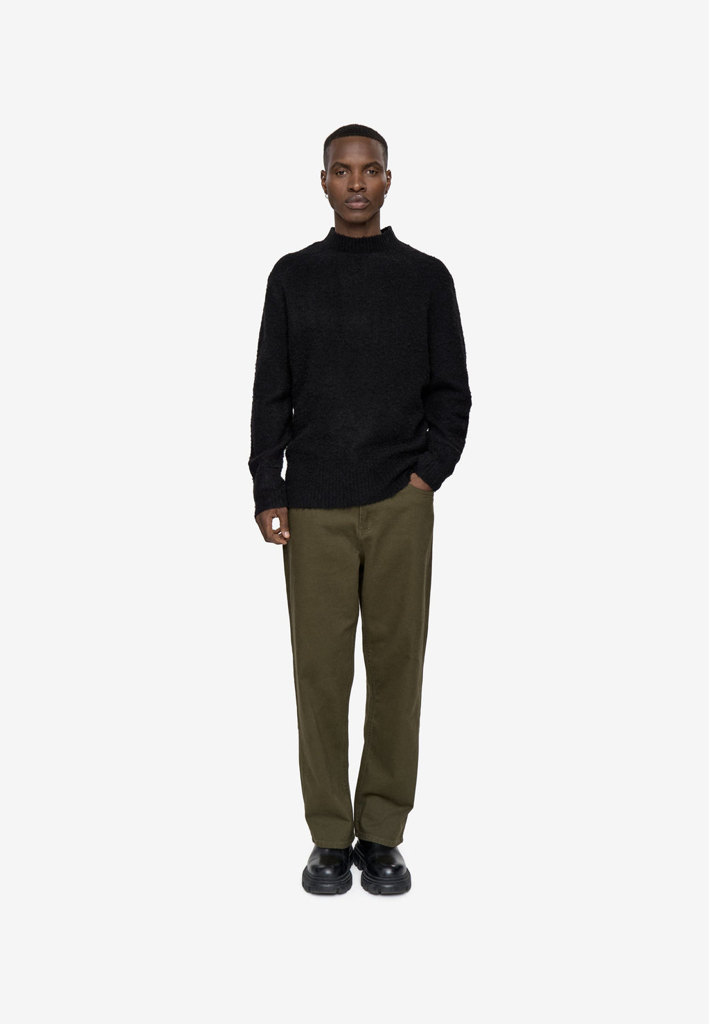 Pull ras du cou en maille fine - Noir