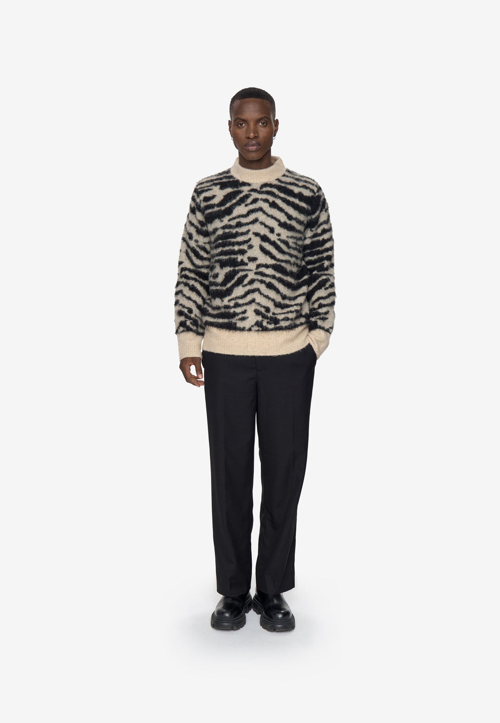 Pull col rond en maille fine - Tourterelle