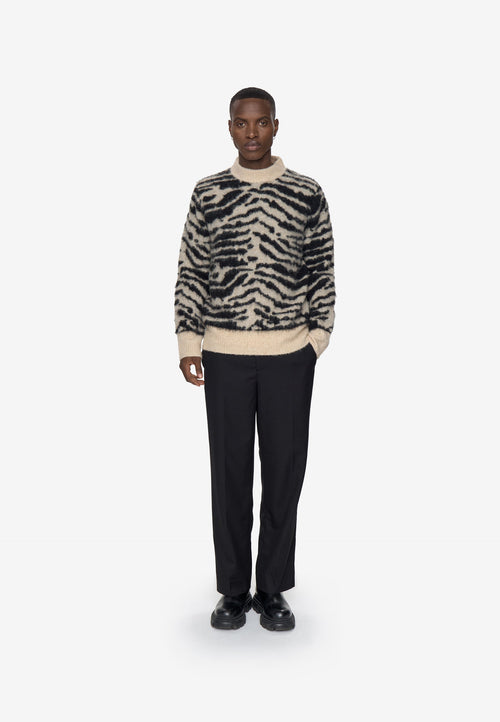 Pull col rond en maille fine - Tourterelle