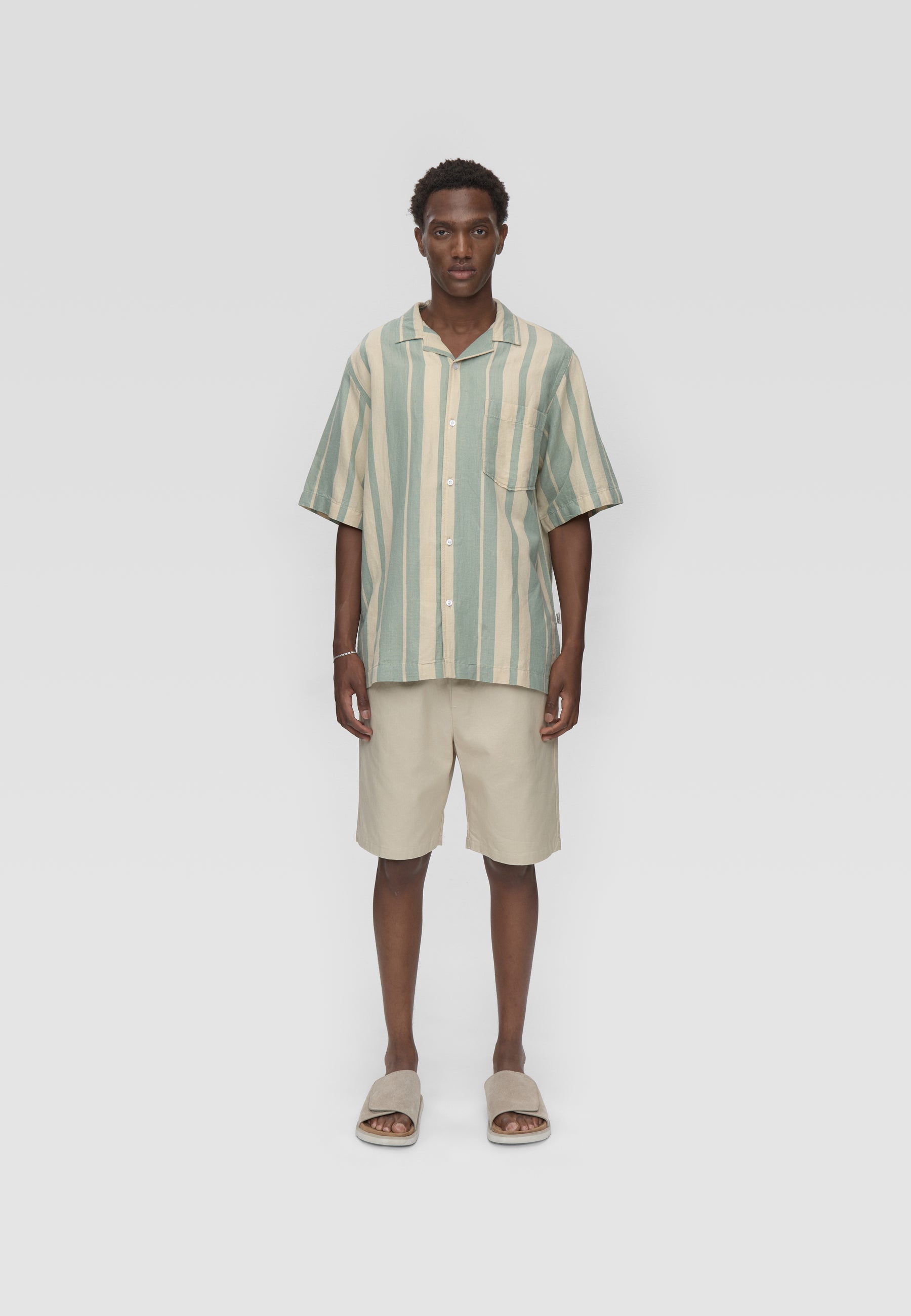 Hayden reg ss striped shirt 4577 - Chinois green