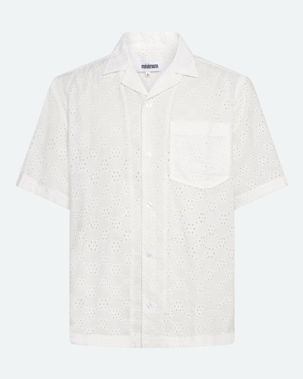 Relaxed short sleeved shirt in broderie anglaise 4295 - Coco Milk