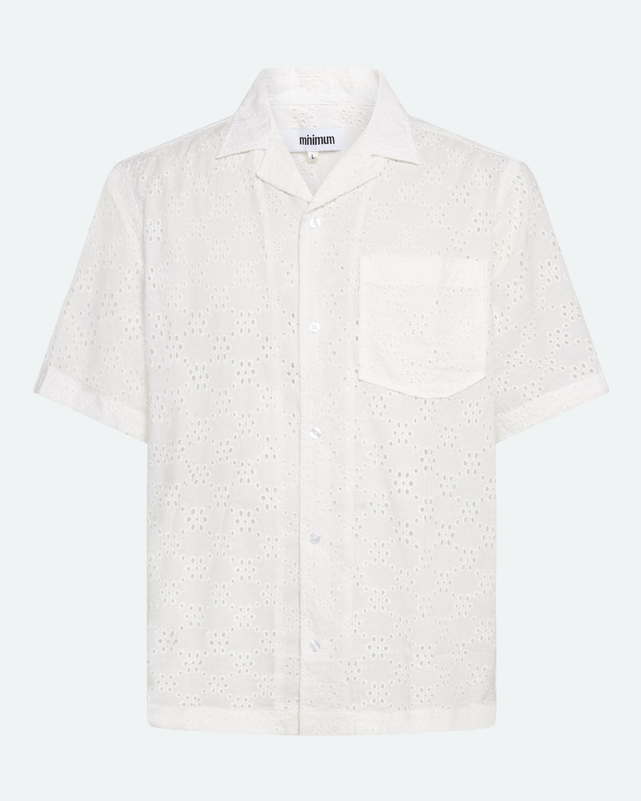 Relaxed short sleeved shirt in broderie anglaise 4295 - Coco Milk