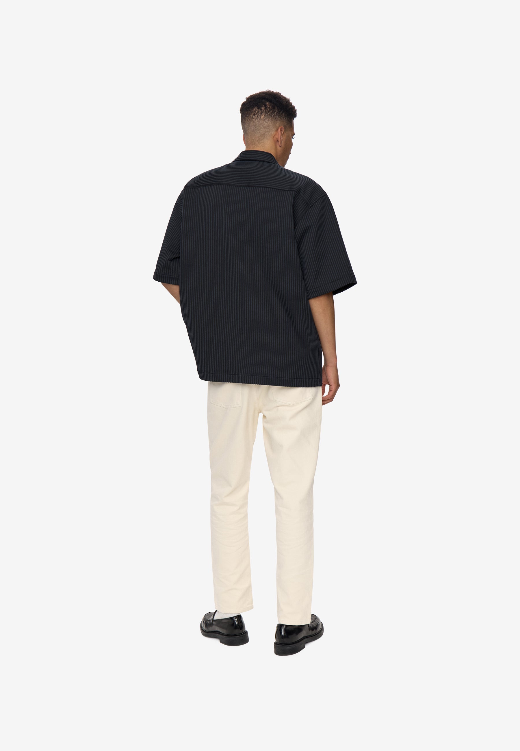 Keaton ovz ss striped shirt 4558 - Black