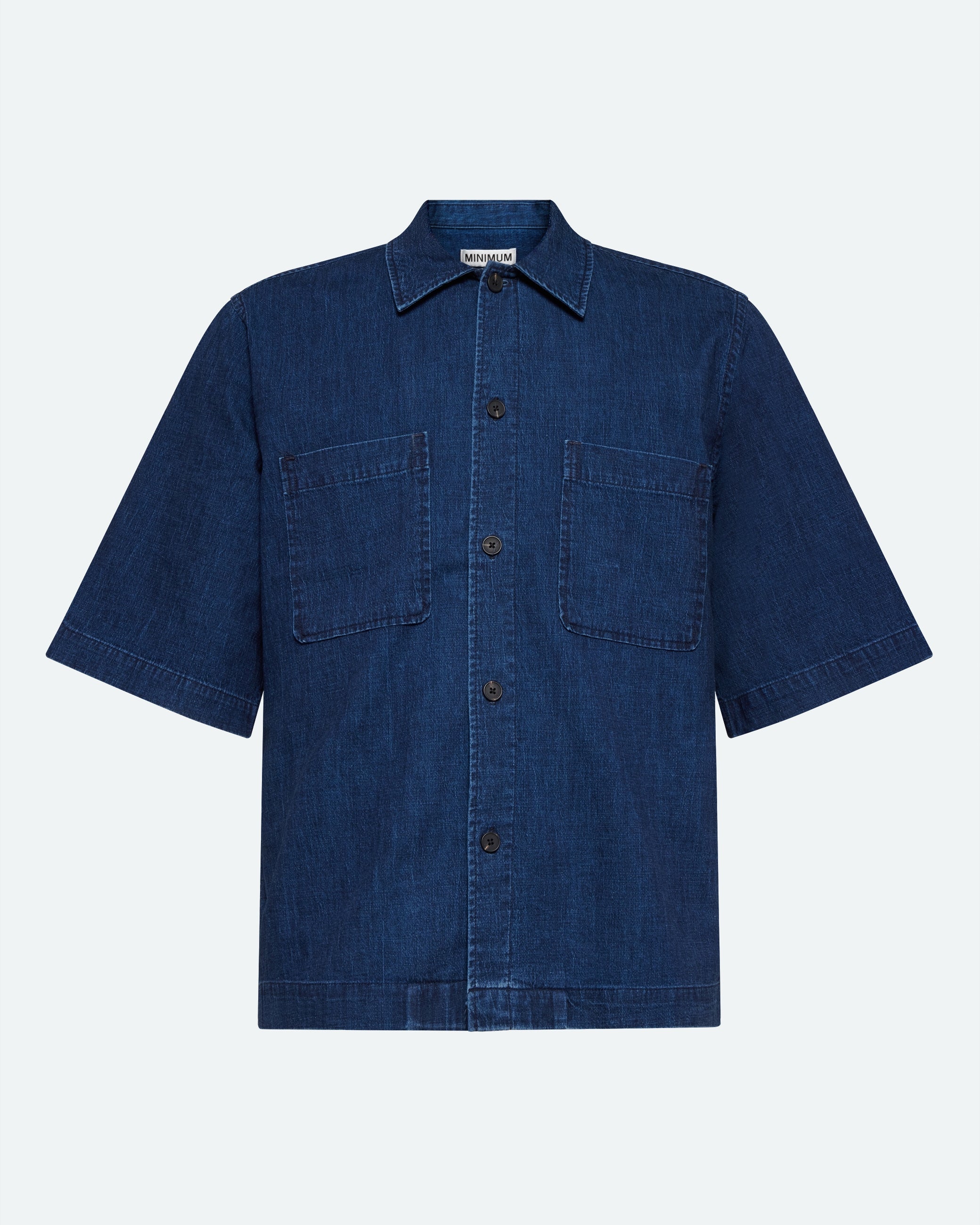 Lennon short sleeved shirt in linen blend 4239 - Sky Captain