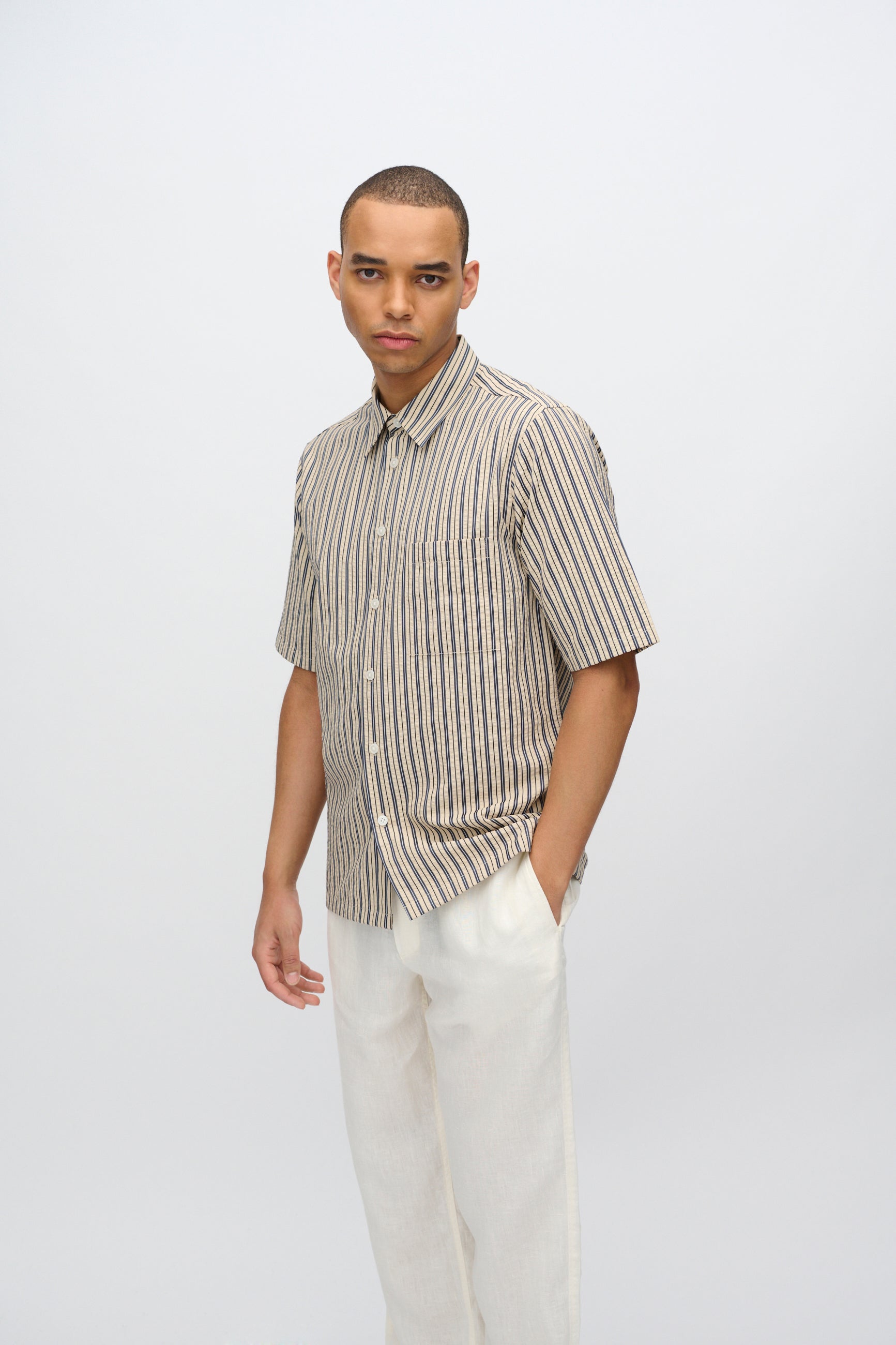 Nash short sleeved striped shirt 4242 - Hay