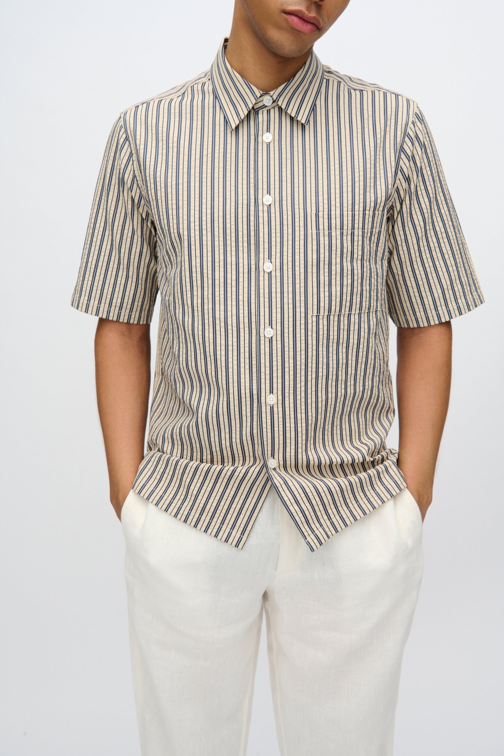 Nash short sleeved striped shirt 4242 - Hay