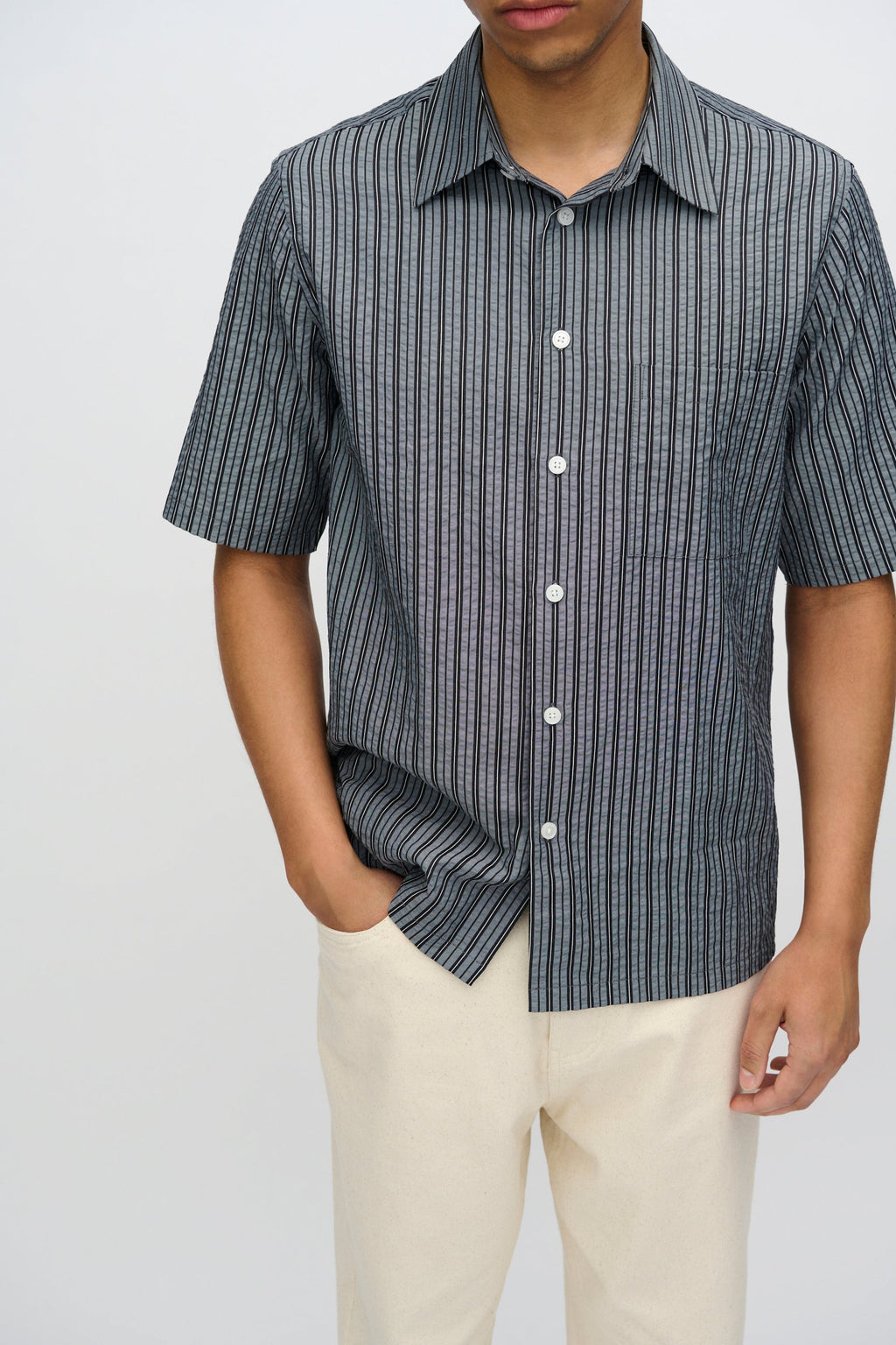 Nash short sleeved striped shirt 4242 - Black