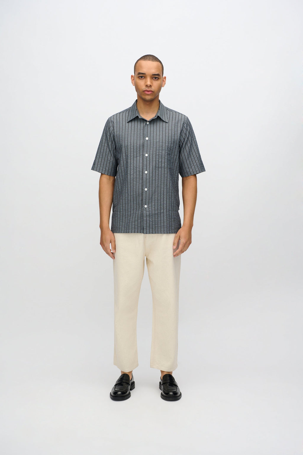 Nash short sleeved striped shirt 4242 - Black