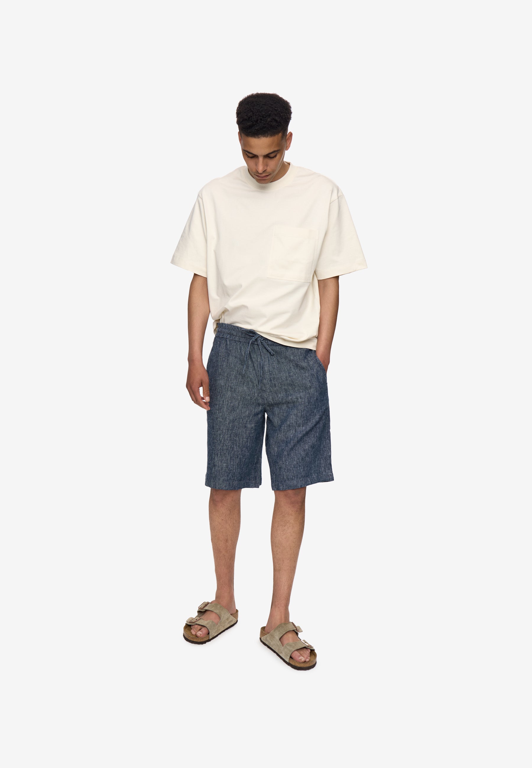Raylan linen denim shorts 4128 - Sky Captain
