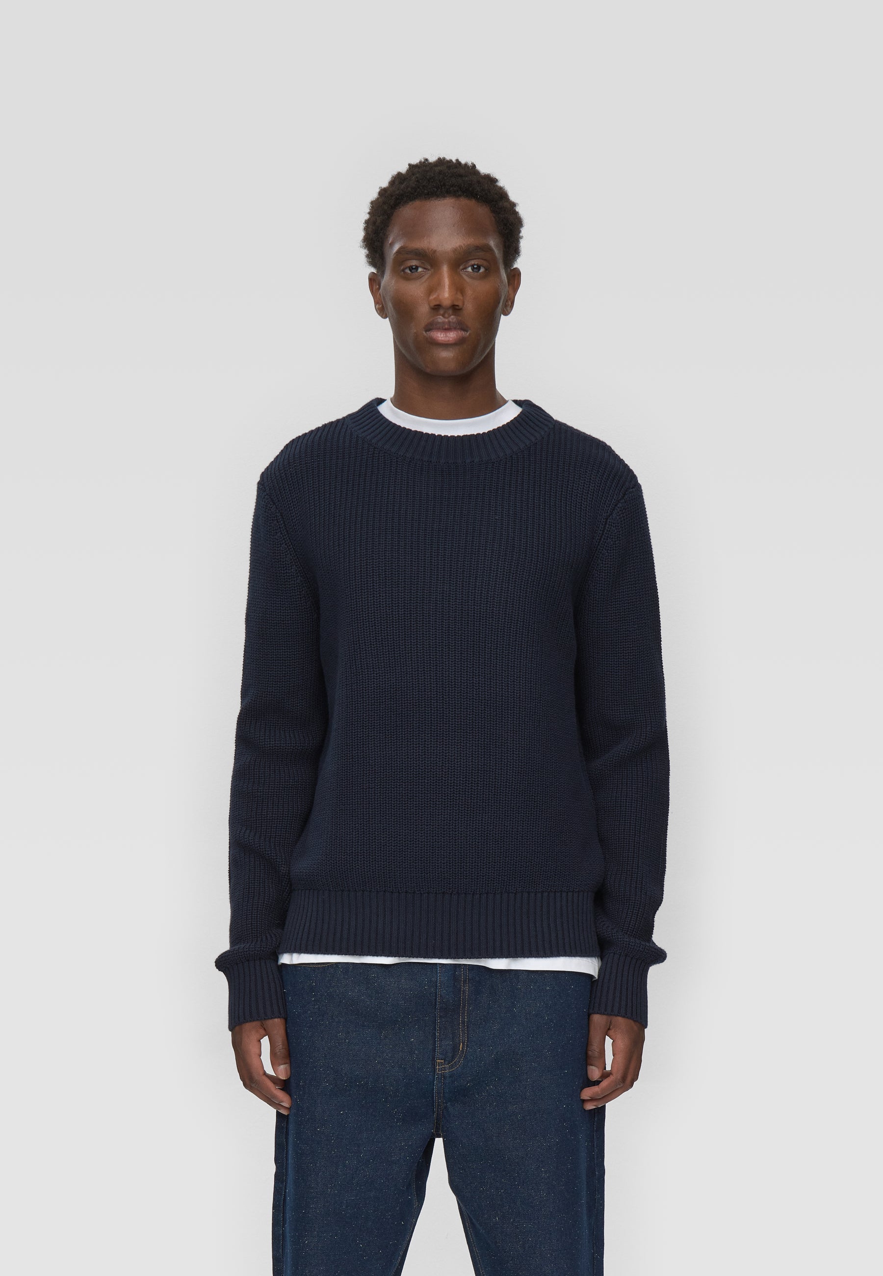 Rob basic knit sweater G006 GOTS - Sky Captain