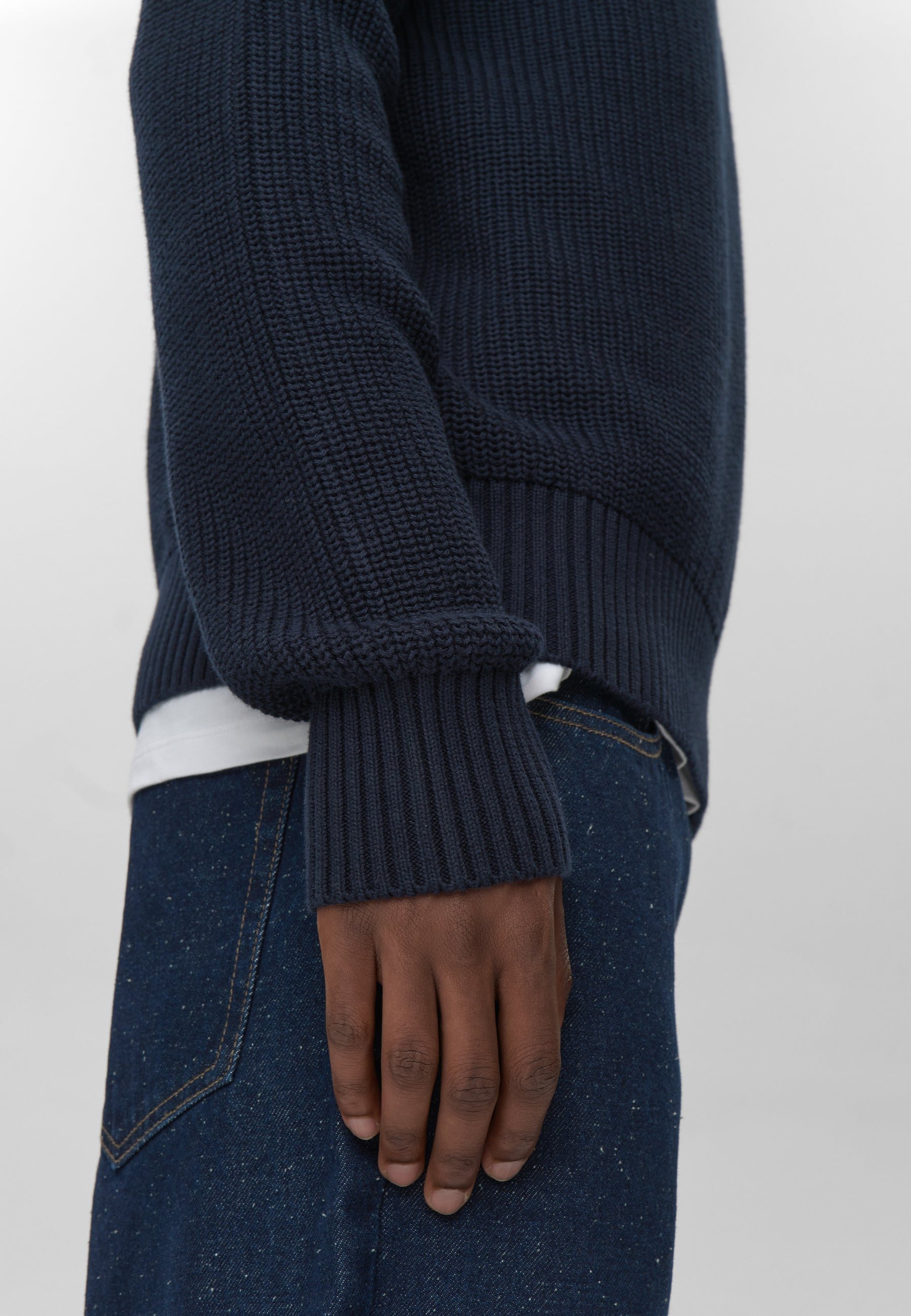 Rob basic knit sweater G006 GOTS - Sky Captain