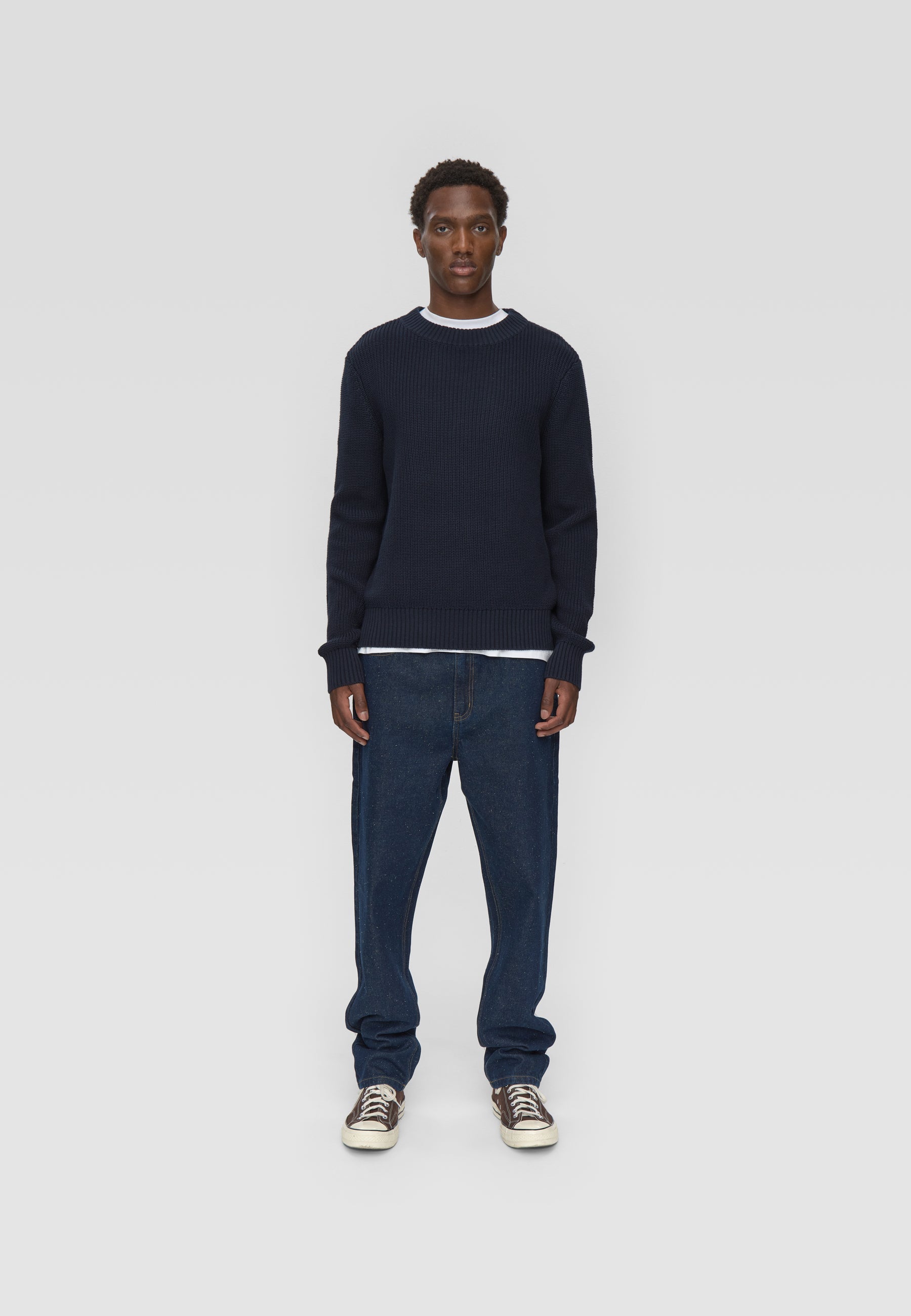 Rob basic knit sweater G006 GOTS - Sky Captain