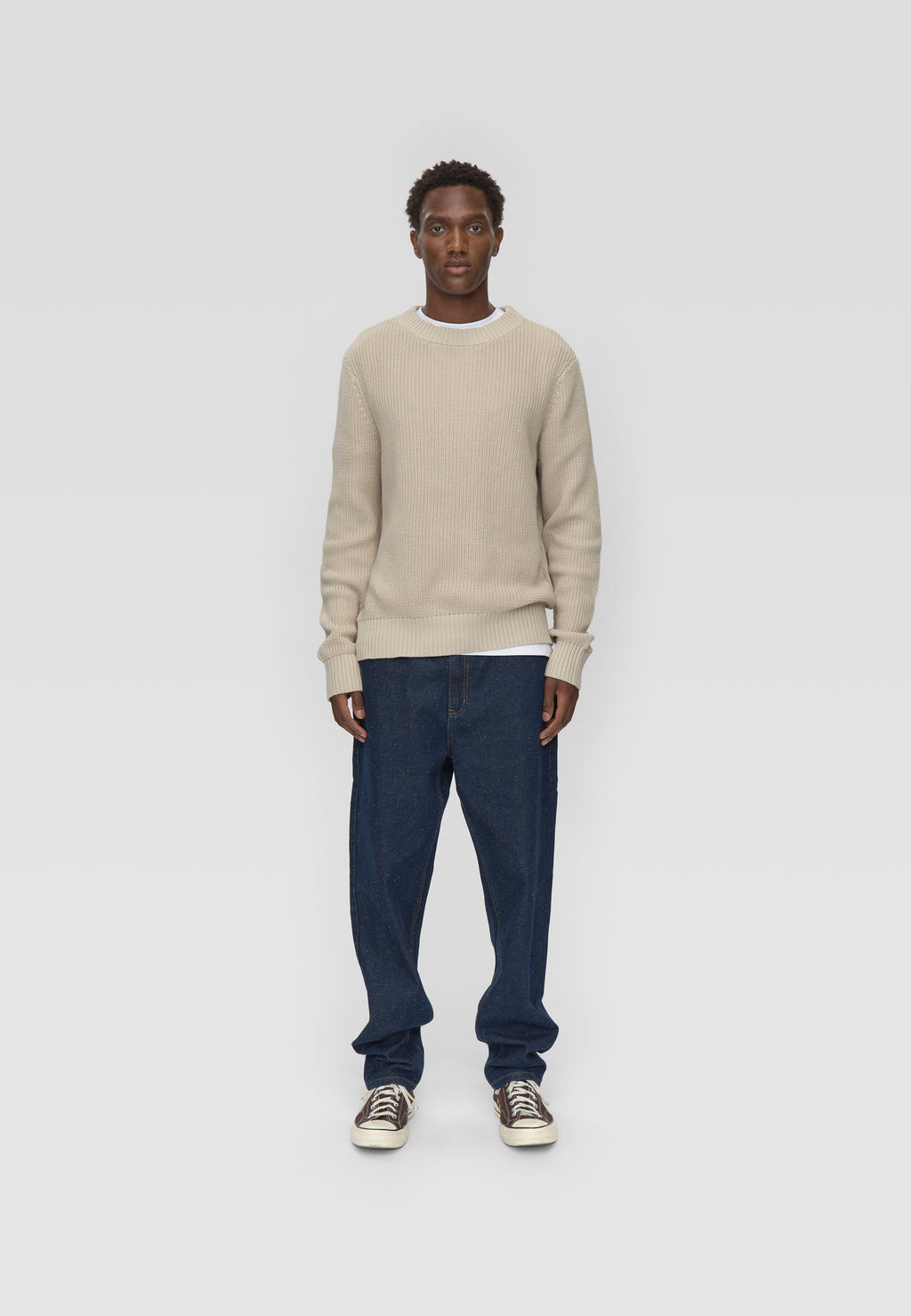 Rob basic knit sweater G006 GOTS - Pelican