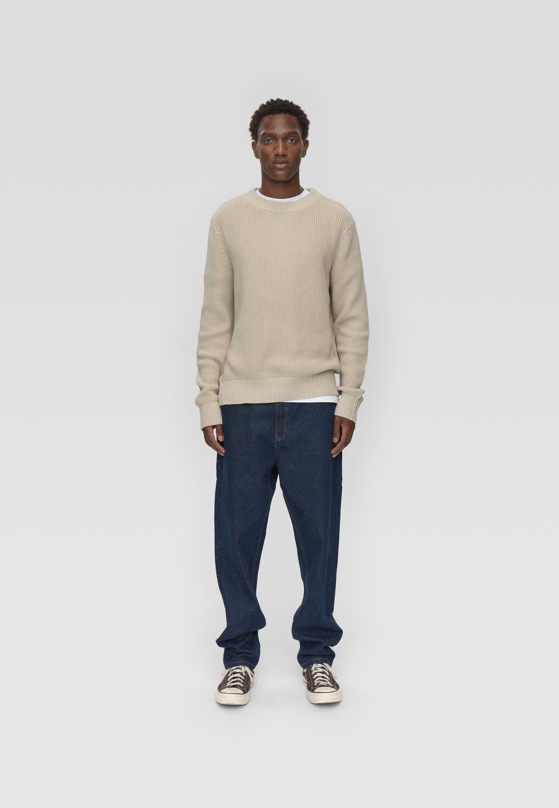 Rob basic knit sweater G006 GOTS - Pelican