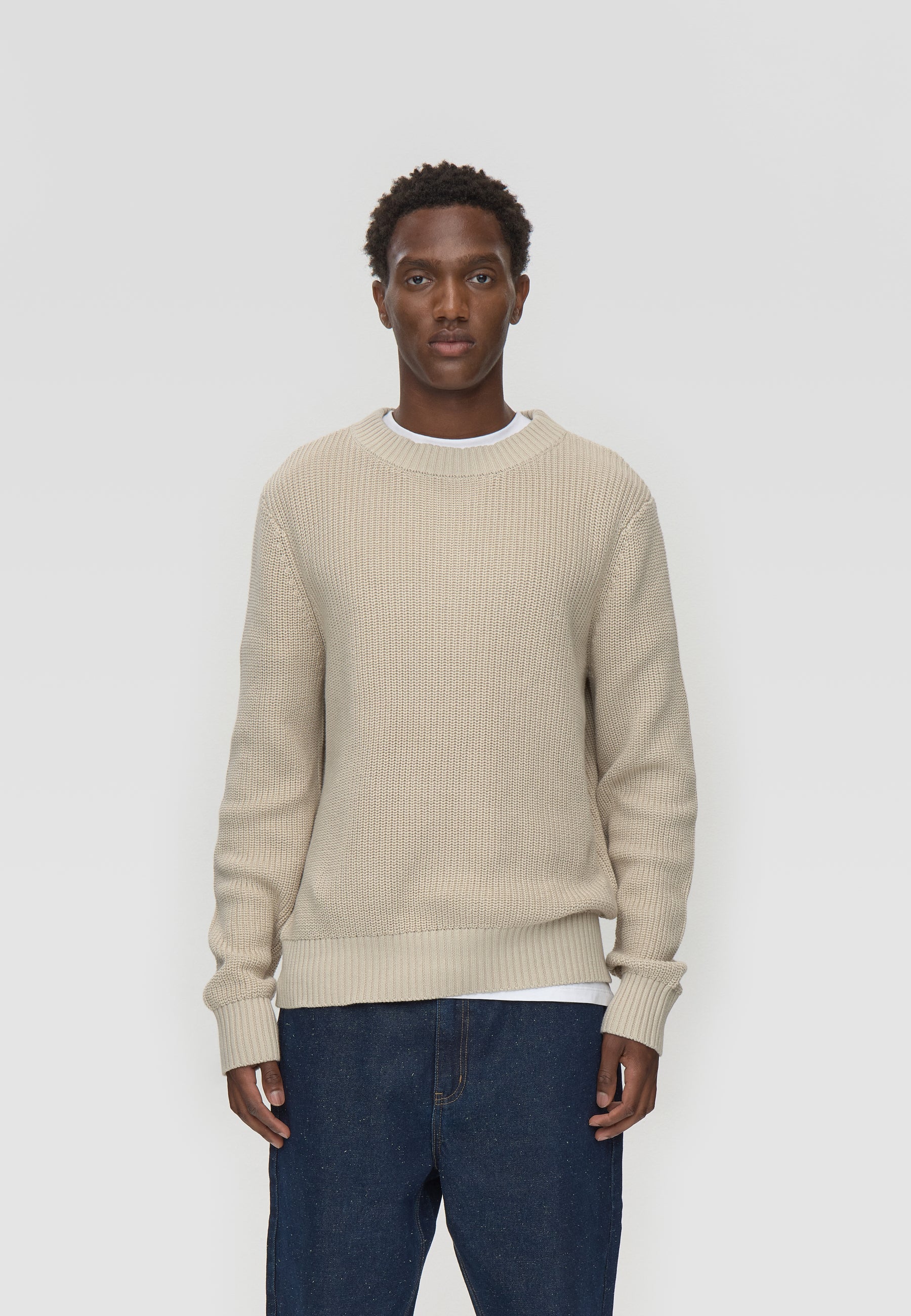 Rob basic knit sweater G006 GOTS - Pelican
