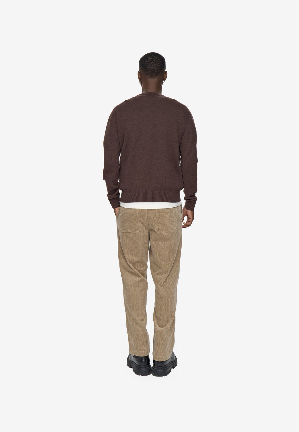 Pull col rond en laine mélangée - Marron cachet