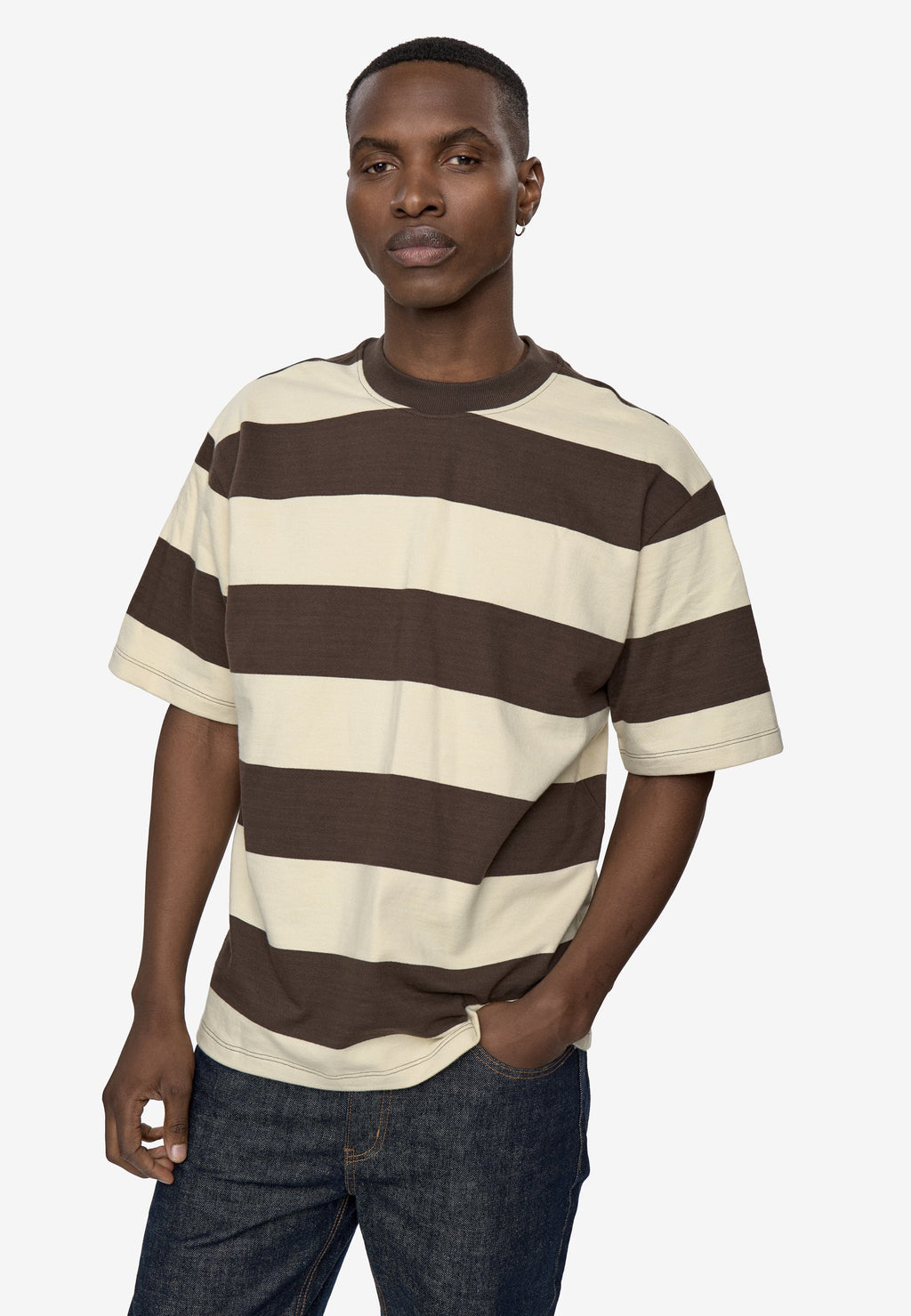 Terry rls YD strp ss tee G4607 - Turkish Coffee