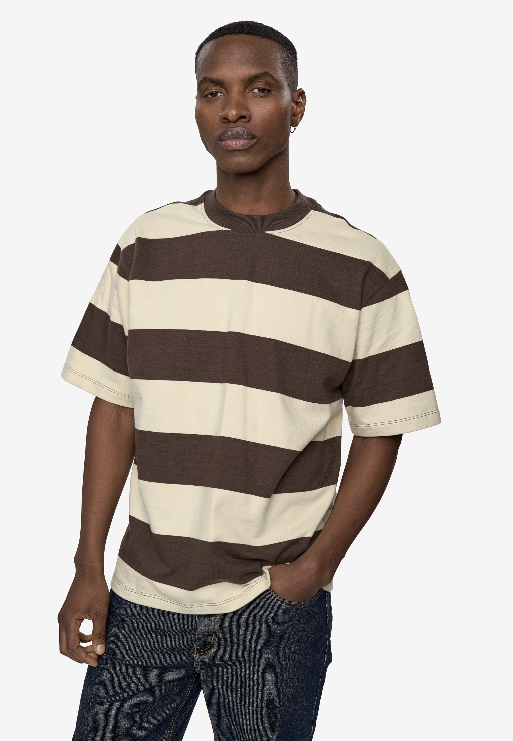 Terry rls YD strp ss tee G4607 - Turkish Coffee